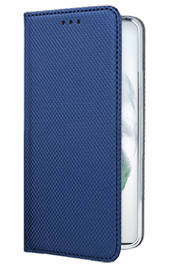 Кожен калъф тефтер и стойка Magnetic FLEXI Book Style за Samsung Galaxy S22 Ultra 5G S908B син 